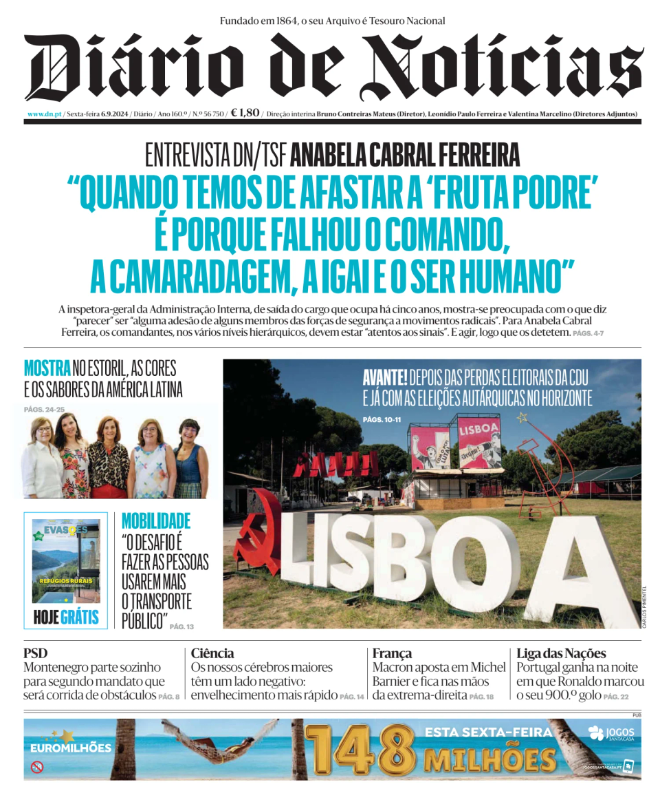 Prima-pagina-Diario de Noticias-edizione-di-oggi-20240906